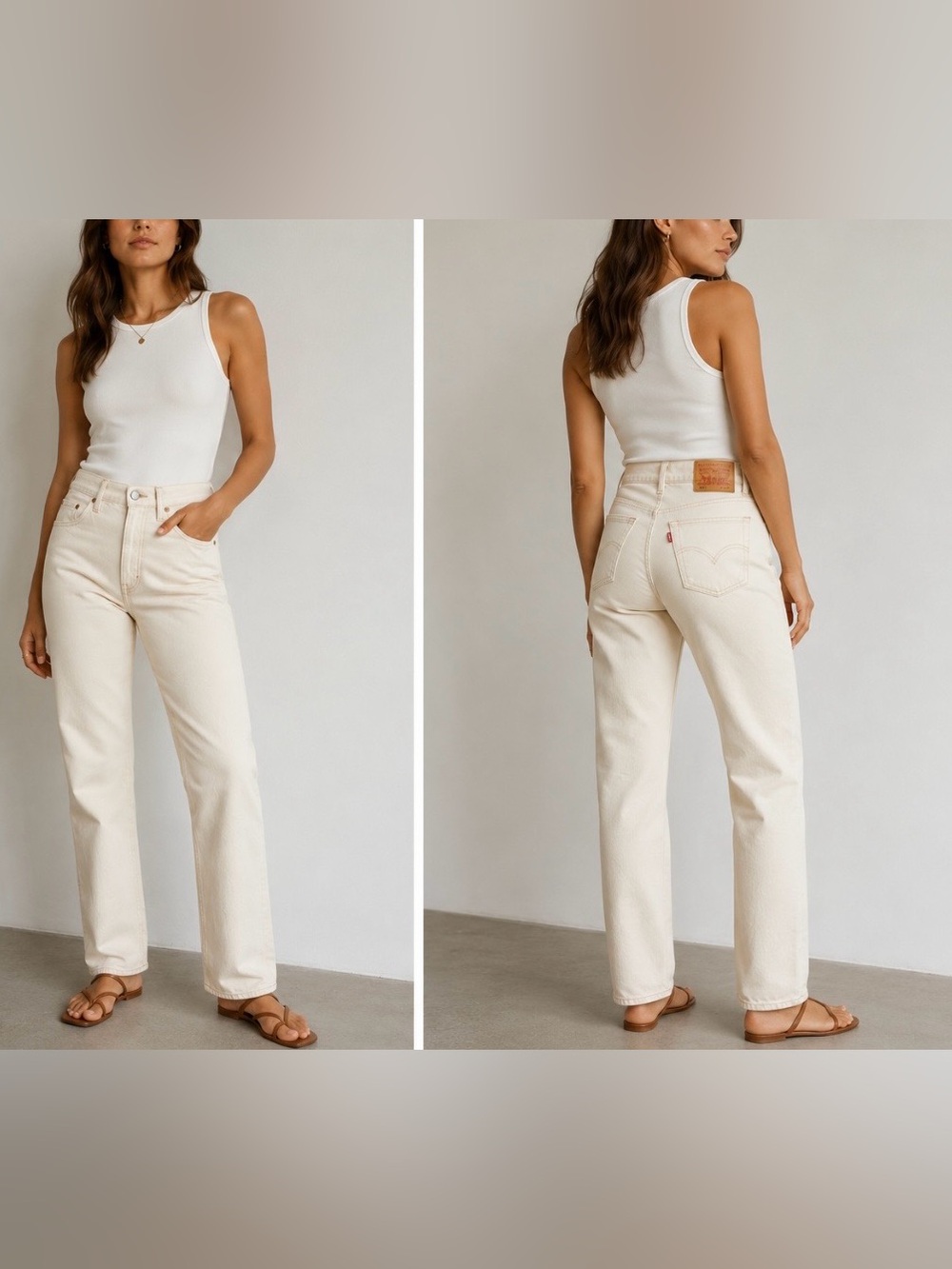 Levi’s 501 Original Fit Jeans 26x30 Cream Ecru Straight Leg Button Fly NWT